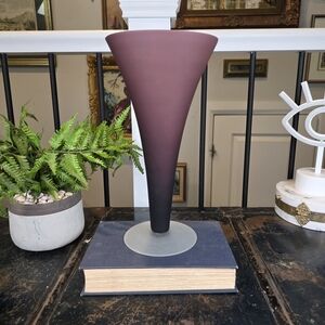 Post-Modern Conical Vase Matte Ombré Purple Black Frosted Base Memphis Style